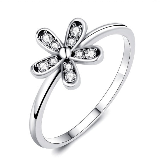 Cute Daisy Ring - Sterling Silver with Cubic Zirconia