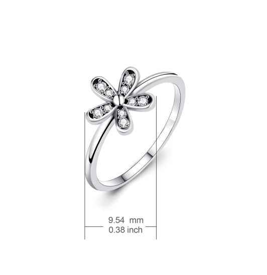 Cute Daisy Ring - Sterling Silver with Cubic Zirconia