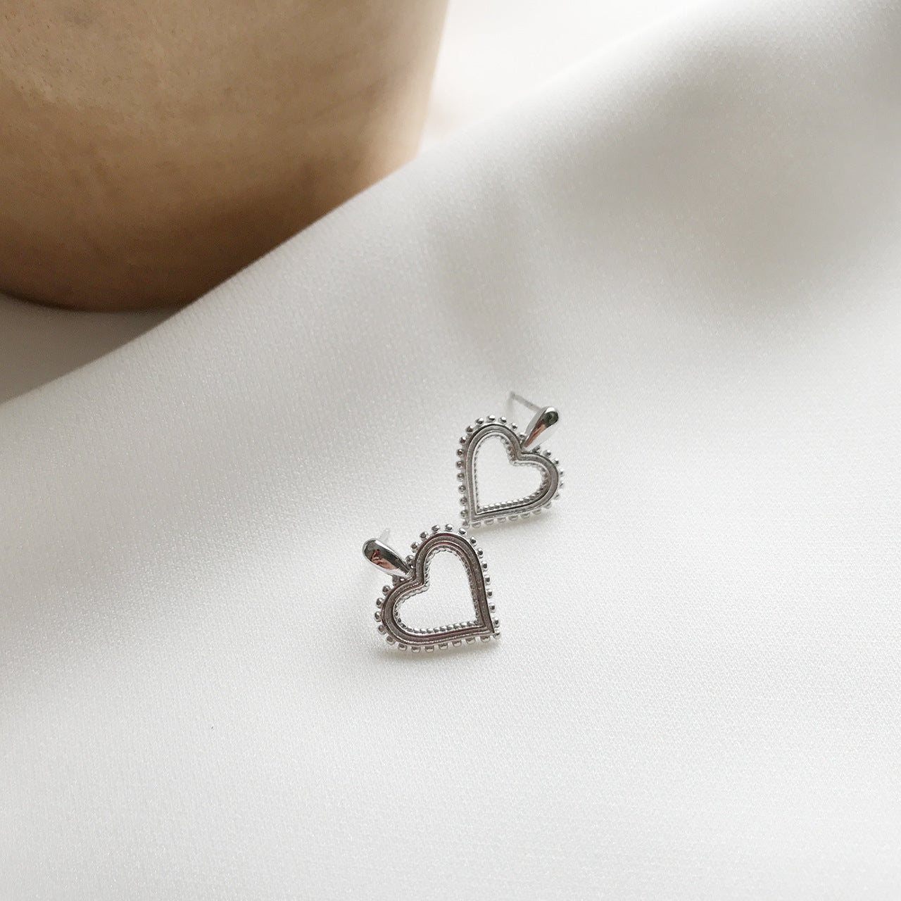 Sterling Silver Heart-Shaped Stud Earrings - A Romantic Gesture