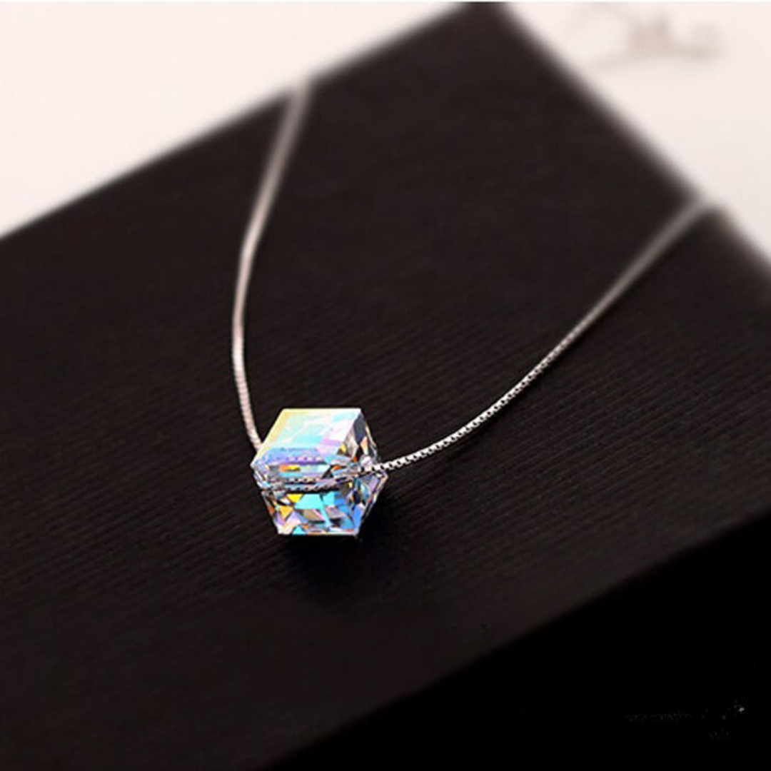 Titanium Necklace Floating Aurora Borealis Crystal Heart Bead | Nonita  Jewelry